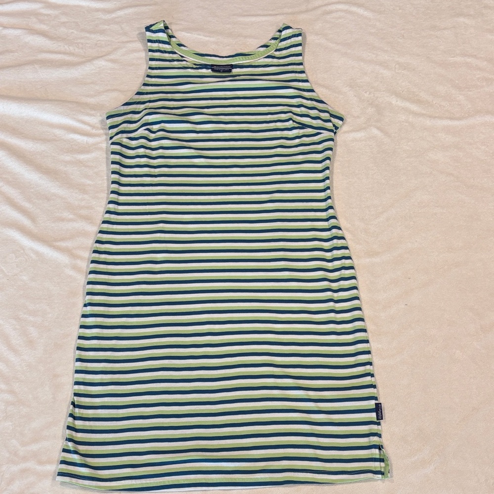 Columbia Harborside PFG Blue & Green Striped Knit Sleeveless Tank Dress Sz M